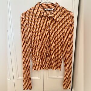 Zara Mesh Long Sleeve Top